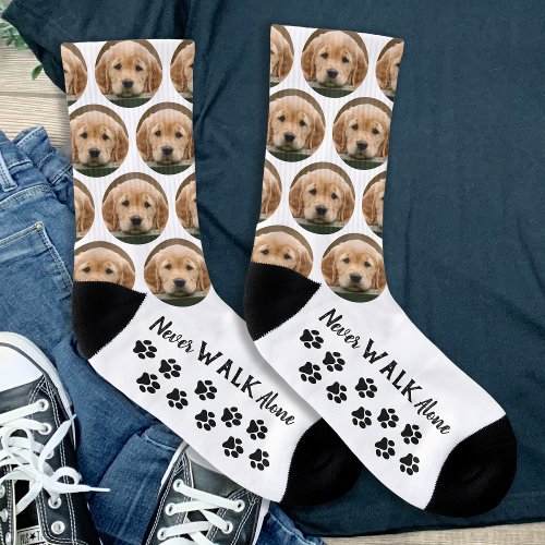 Never Walk Alone Paw Prints Cute Pet Dog Photo Socks
