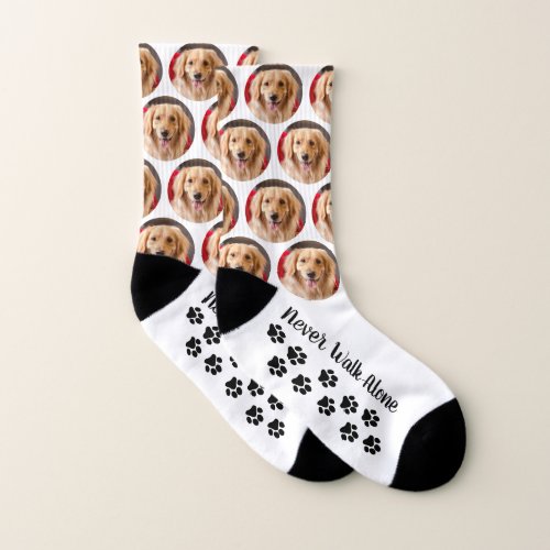 Never Walk Alone Personalized Pet Photo Dog Socks