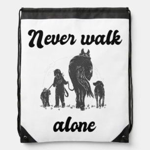 Never Walk Alone – Rustic Animal Lover Drawstring Bag