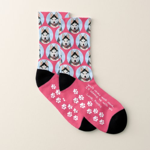 Never Walk Alone Socks Pink Pet Dog Photo
