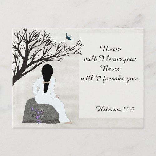 Never will I leave you  Bible Verse Postcard