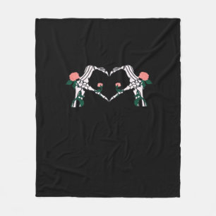 Never Wilts Skeleton Hands Roses Artistic Design Fleece Blanket