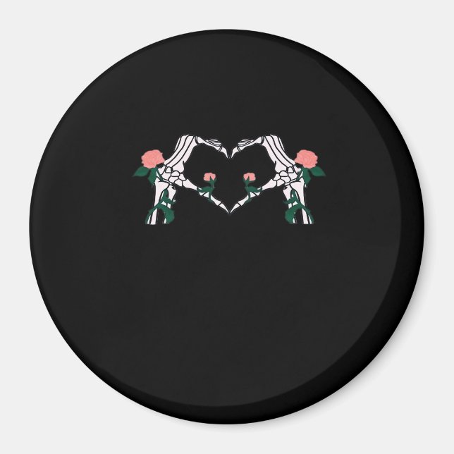 Never Wilts Skeleton Hands Roses Artistic Design Magnet (Front)