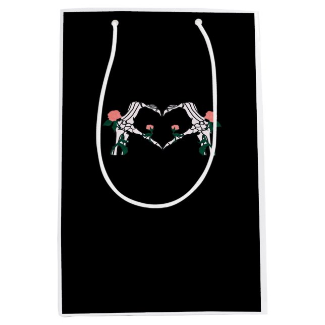 Never Wilts Skeleton Hands Roses Artistic Design Medium Gift Bag (Front)