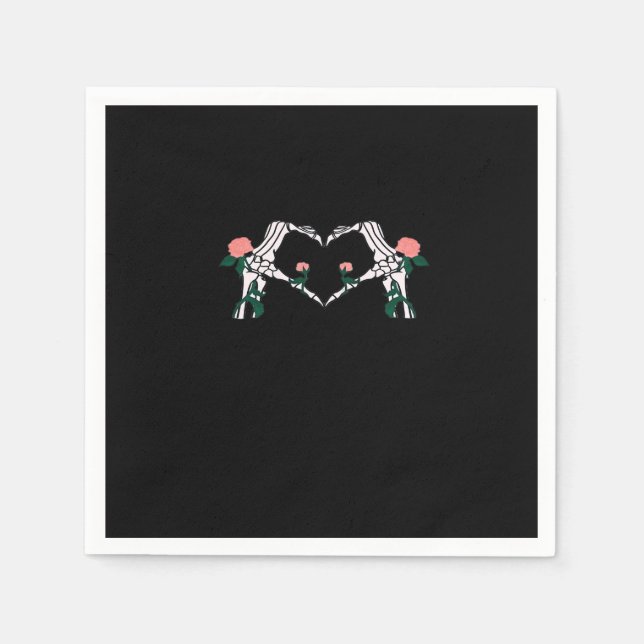 Never Wilts Skeleton Hands Roses Artistic Design Napkins (Front)