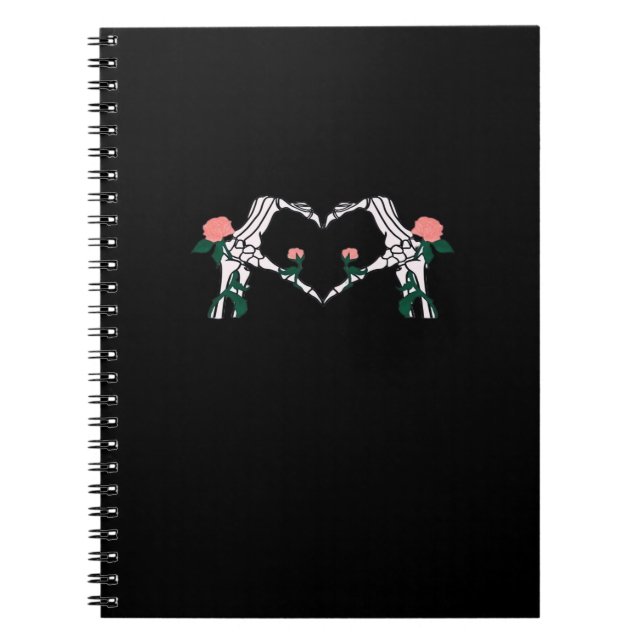 Never Wilts Skeleton Hands Roses Artistic Design Notebook (Front)