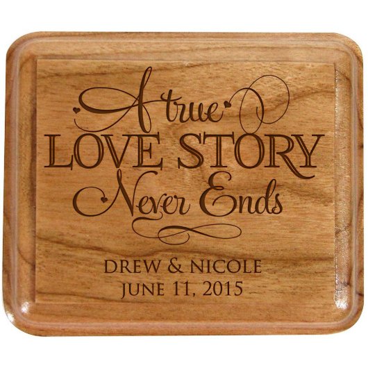 Neverending Love Cherry Wood Wedding Ring Box (Lid of Box)
