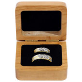 Neverending Love Cherry Wood Wedding Ring Box (Open)