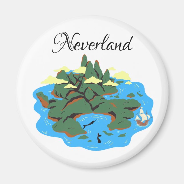 Neverland Island with mermaids and pirate ship Magnet (Front)