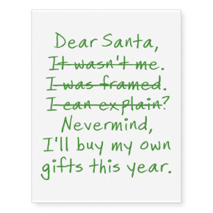 Nevermind Santa Letter Temporary Tattoos
