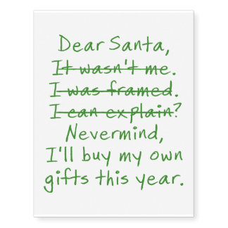 Nevermind Santa Letter Temporary Tattoos