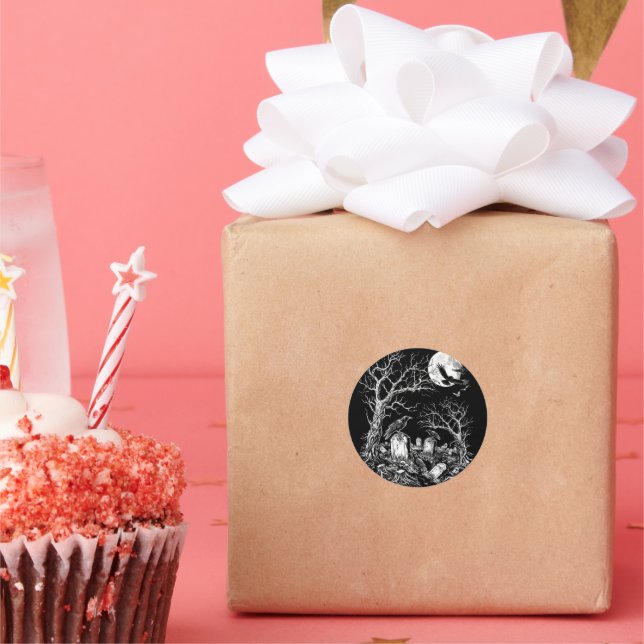 Nevermore Cemetery Classic Round Sticker (Party)