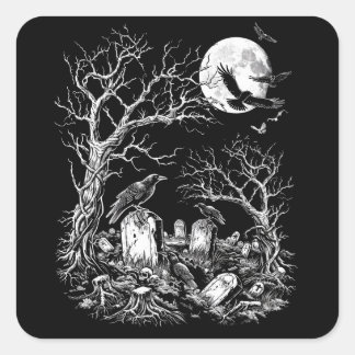 Nevermore Cemetery Square Sticker