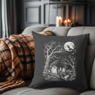 Nevermore Cemetery Throw Pillow