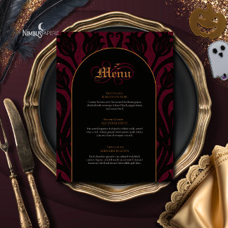 Nevermore Damask | Burgundy Gothic Halloween Menu