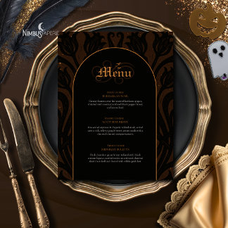 Nevermore Damask | Dark Brown Gothic Halloween Menu