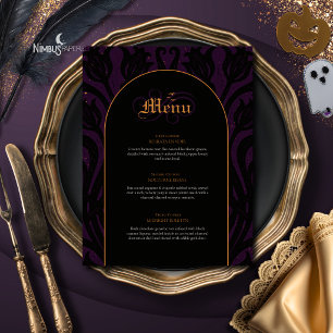Nevermore Damask Dark Plum Gothic Halloween Menu