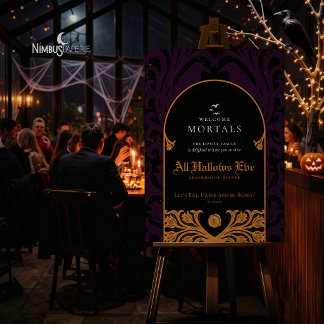 Nevermore Damask | Dark Plum Halloween Welcome Foam Board