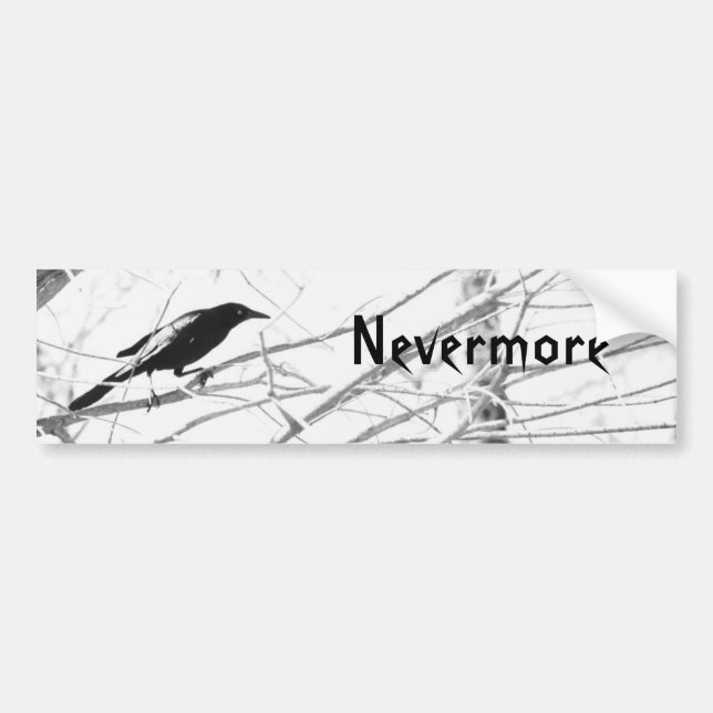 "Nevermore" Edger Allen Poe Raven Bumper Sticker (Front)