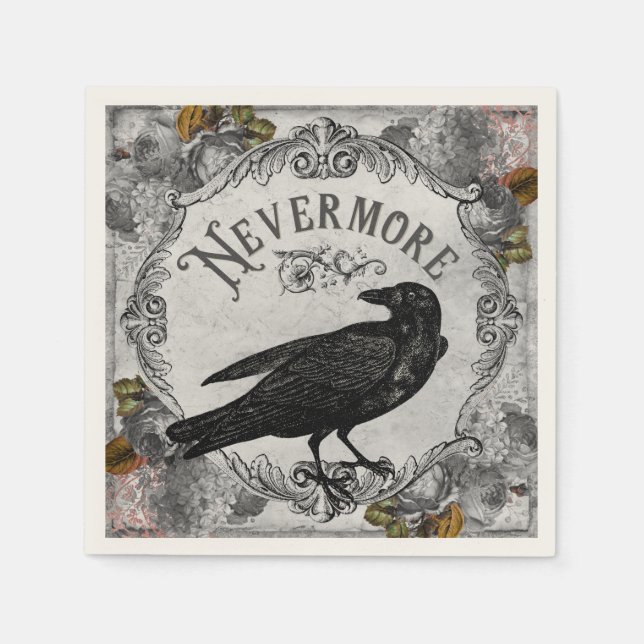 Nevermore Eerie Raven Halloween Horror Napkins (Front)