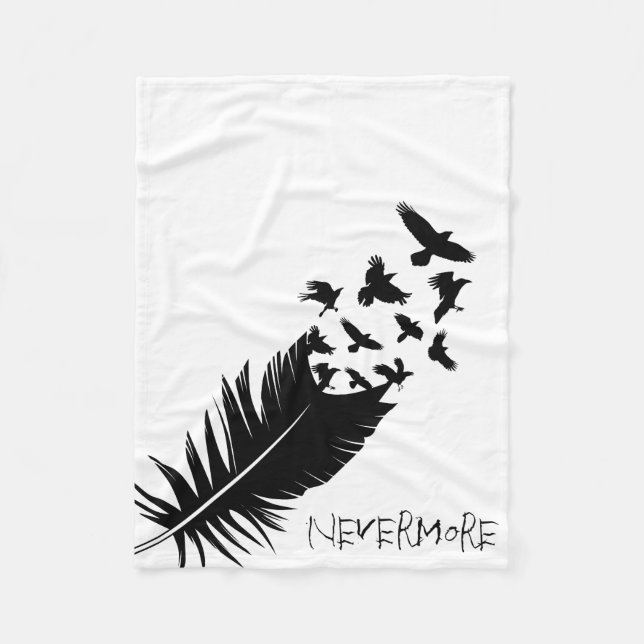 Nevermore, Flying Ravens, Modern Fleece Blanket (Front)