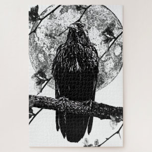 Nevermore Raven and the moon Jigsaw Puzzle