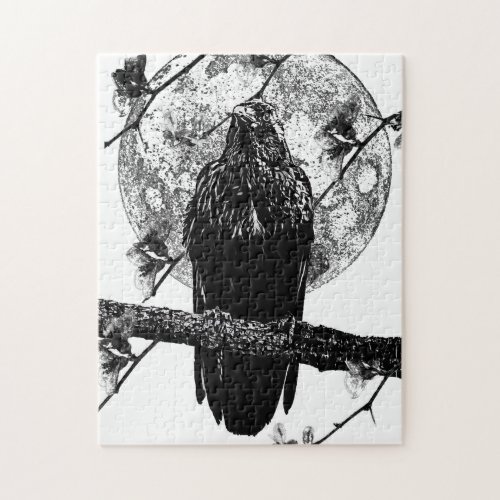 Nevermore Raven and the moon Jigsaw Puzzle
