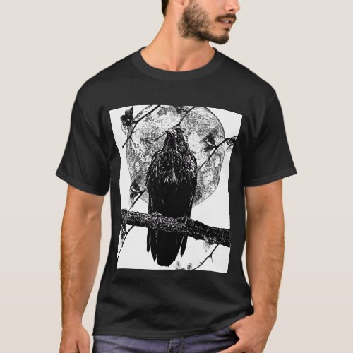 Nevermore Raven and the moon T_Shirt
