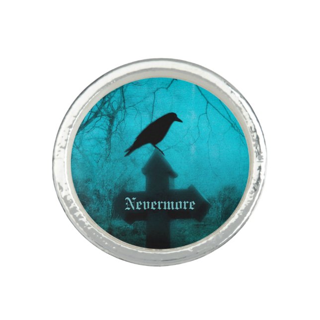 Nevermore Raven Cross Ring (Front)