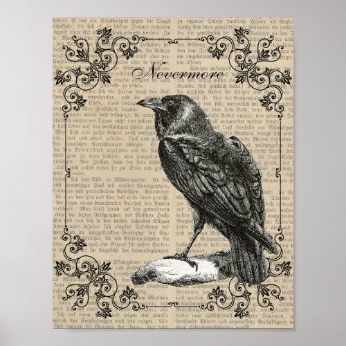 Nevermore Raven Edgar Allan Poe poster
