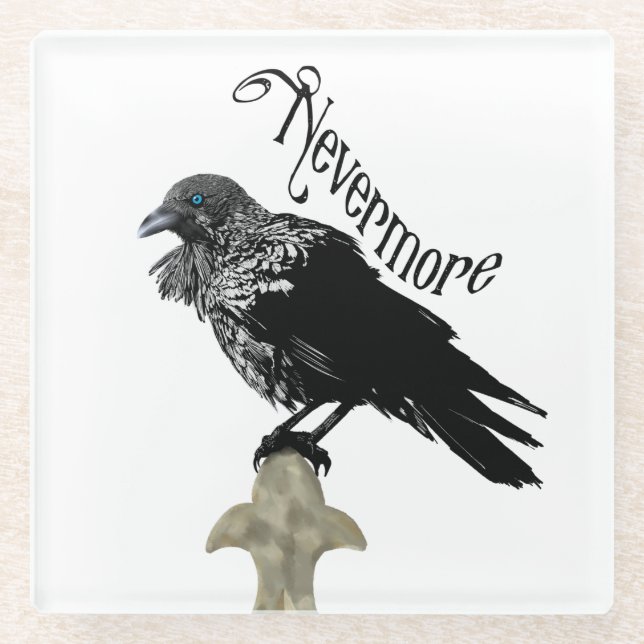 Nevermore Raven Glass Coaster (Front)