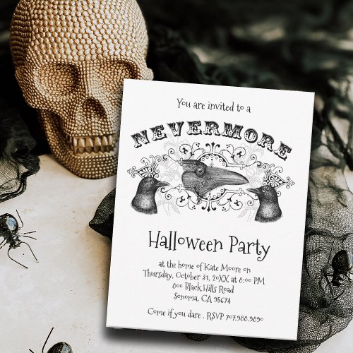 Nevermore Raven Halloween Party Invitation