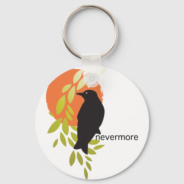 Nevermore - Raven & Moon by Poe Keychain (Front)