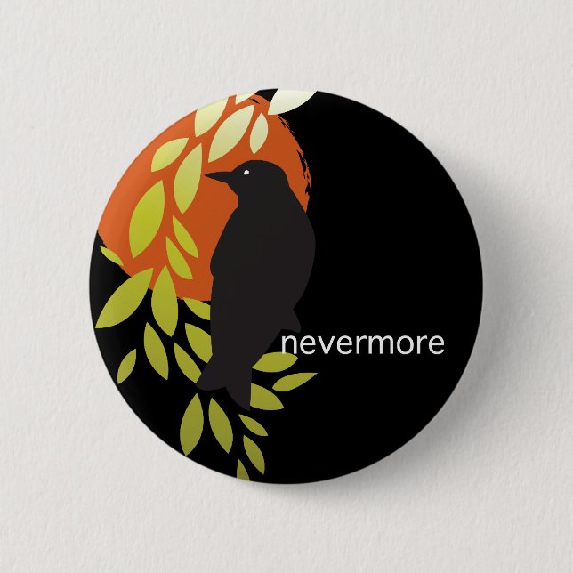 Nevermore - Raven & Moon by Poe Pinback Button (Front)