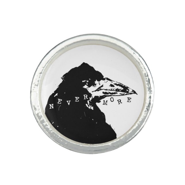Nevermore Raven of Edgar Allan Poe Ring (Front)