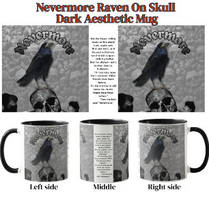 Nevermore Raven On Skull Macabre Dark Aesthetic Mug
