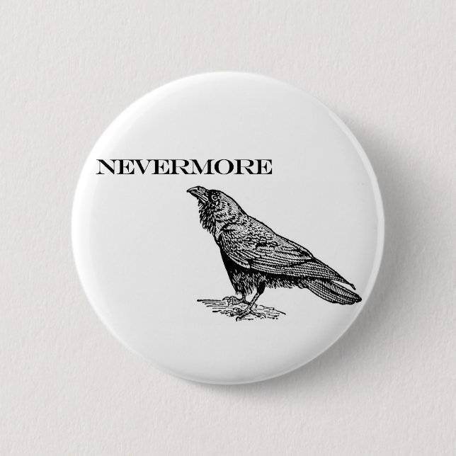 Nevermore Raven Pinback Button (Front)