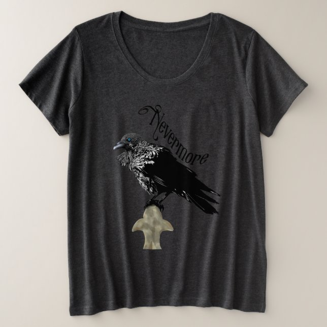 Nevermore Raven Plus Size T-Shirt (Design Front)