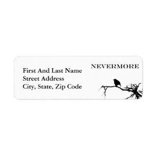 Nevermore Raven Poem Edgar Allan Poe Quote Label