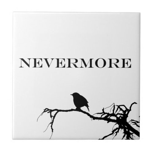 Nevermore Raven Poem Edgar Allan Poe Quote Tile