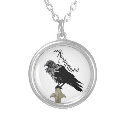 Nevermore Raven Silver Plated Necklace