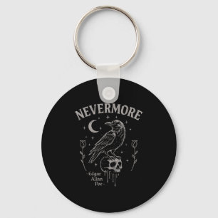 Nevermore Raven Skull Art, Gothic Edgar Allan Poe Keychain