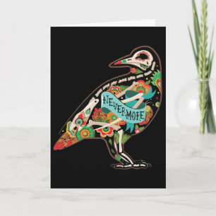 Nevermore Sugar Skull Raven Greeting Card