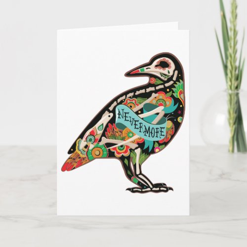 Nevermore Sugar Skull Raven Greeting Card