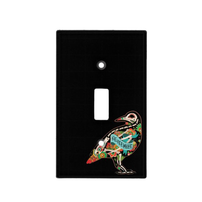 Nevermore Sugar Skull Raven Light Switch Cover (Front)