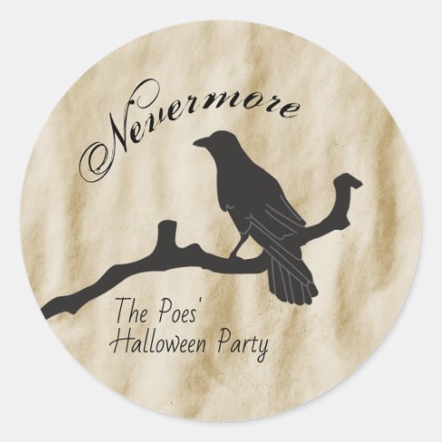 Nevermore The Raven Halloween Classic Round Sticker