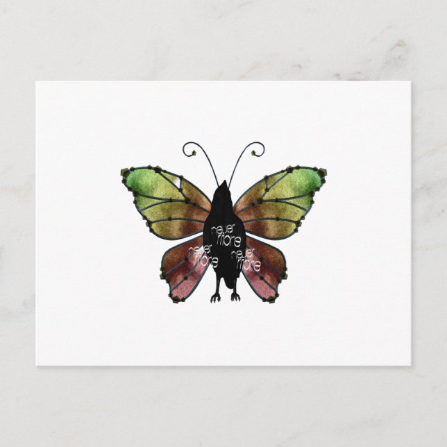 Nevermore x3 Butterfly Raven Postcard (Front)