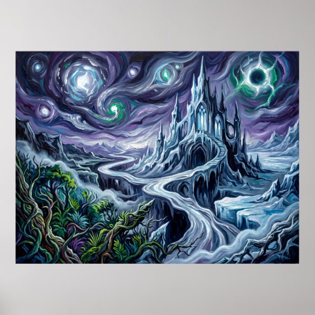 Nevernever Starry Night Fantasy Landscape Poster (Front)