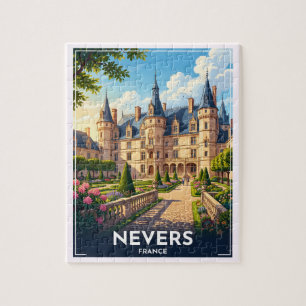 Nevers France Château Vintage Travel Jigsaw Puzzle