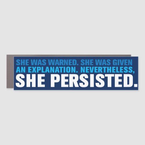 Nevertheless She Persisted Elizabeth Warren Bumper Car Magnet